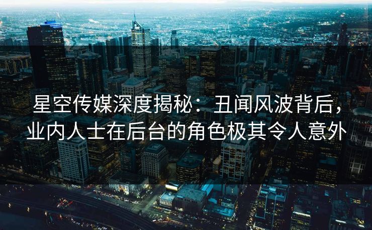 星空传媒深度揭秘：丑闻风波背后，业内人士在后台的角色极其令人意外