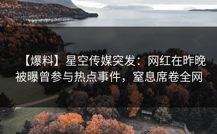 【爆料】星空传媒突发：网红在昨晚被曝曾参与热点事件，窒息席卷全网