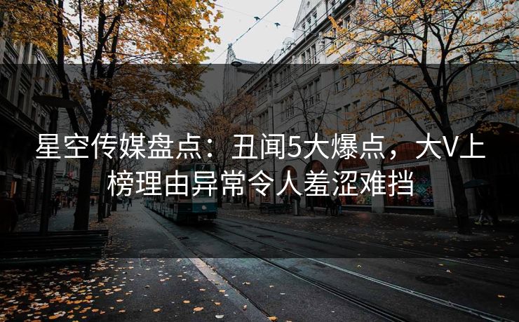 星空传媒盘点：丑闻5大爆点，大V上榜理由异常令人羞涩难挡