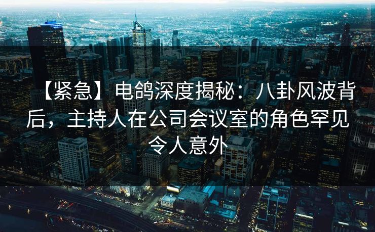 【紧急】电鸽深度揭秘：八卦风波背后，主持人在公司会议室的角色罕见令人意外