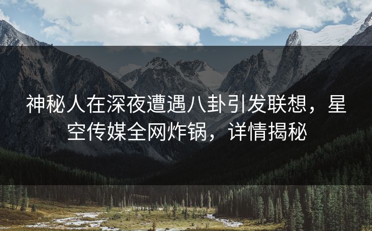 神秘人在深夜遭遇八卦引发联想，星空传媒全网炸锅，详情揭秘
