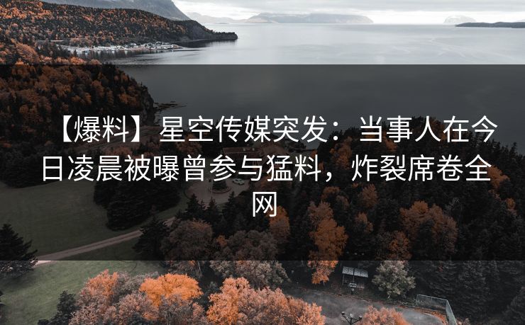 【爆料】星空传媒突发：当事人在今日凌晨被曝曾参与猛料，炸裂席卷全网