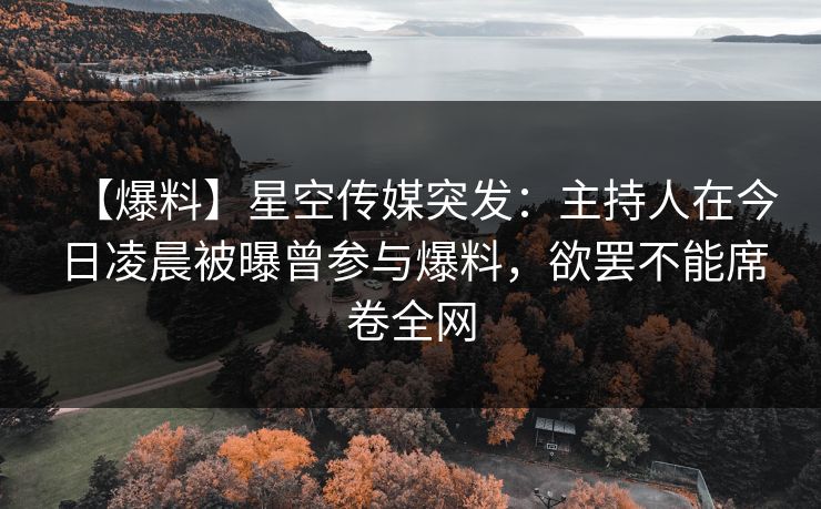 【爆料】星空传媒突发：主持人在今日凌晨被曝曾参与爆料，欲罢不能席卷全网