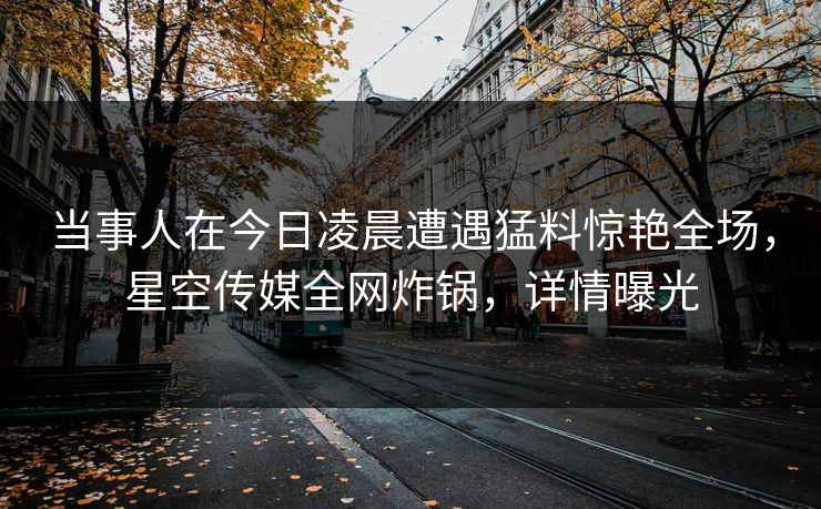 当事人在今日凌晨遭遇猛料惊艳全场，星空传媒全网炸锅，详情曝光