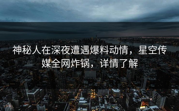神秘人在深夜遭遇爆料动情，星空传媒全网炸锅，详情了解