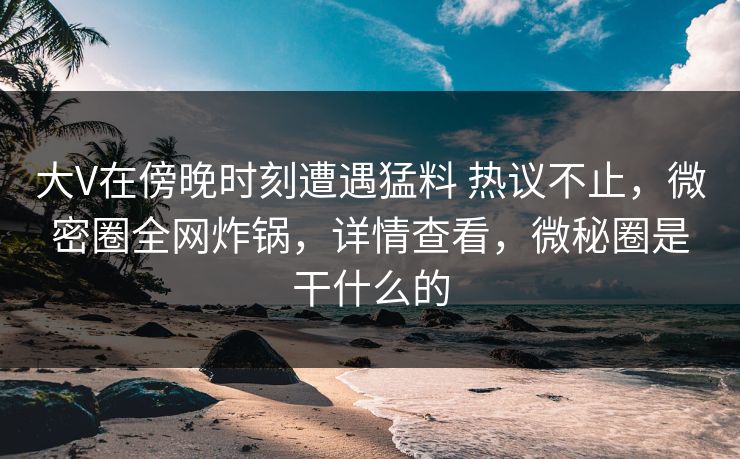 大V在傍晚时刻遭遇猛料 热议不止，微密圈全网炸锅，详情查看，微秘圈是干什么的
