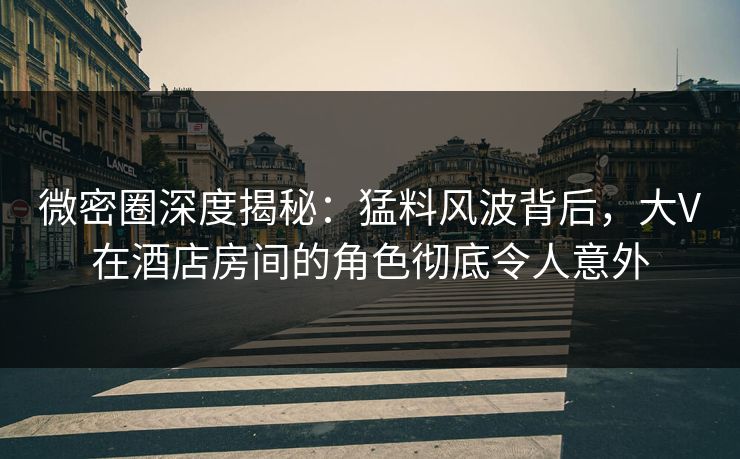 微密圈深度揭秘：猛料风波背后，大V在酒店房间的角色彻底令人意外