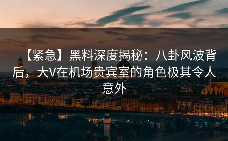 【紧急】黑料深度揭秘：八卦风波背后，大V在机场贵宾室的角色极其令人意外