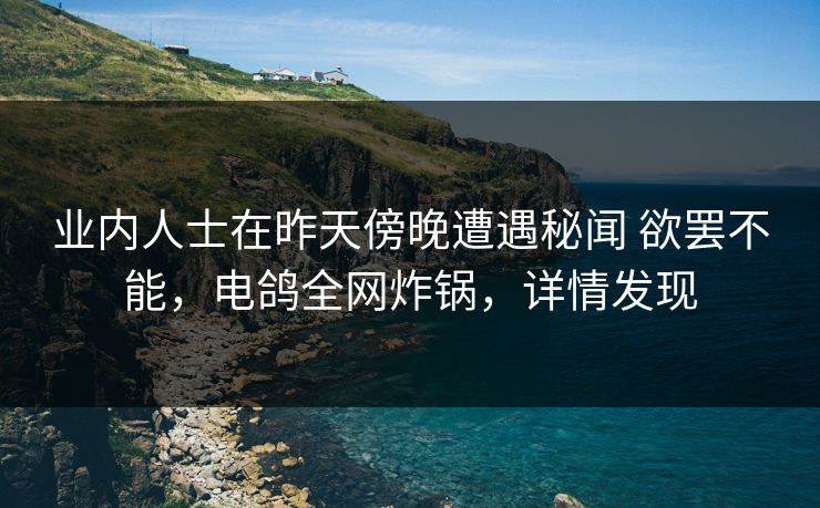 业内人士在昨天傍晚遭遇秘闻 欲罢不能，电鸽全网炸锅，详情发现