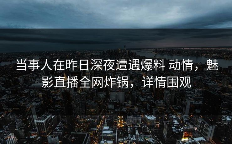 当事人在昨日深夜遭遇爆料 动情，魅影直播全网炸锅，详情围观