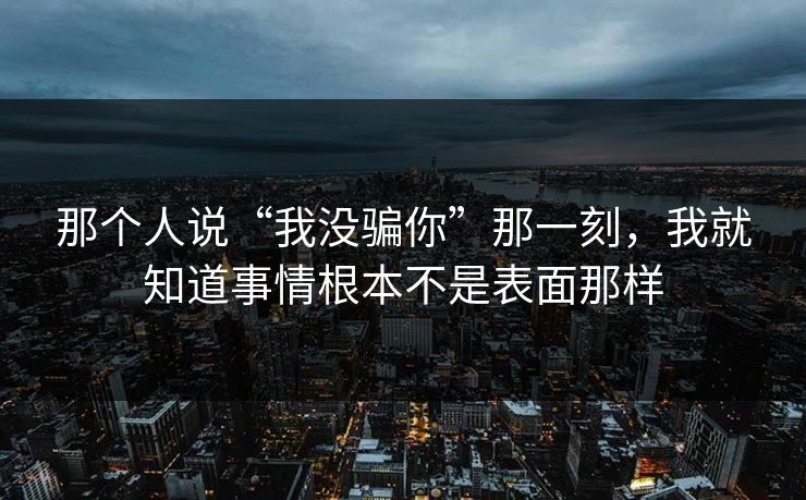 那个人说“我没骗你”那一刻，我就知道事情根本不是表面那样